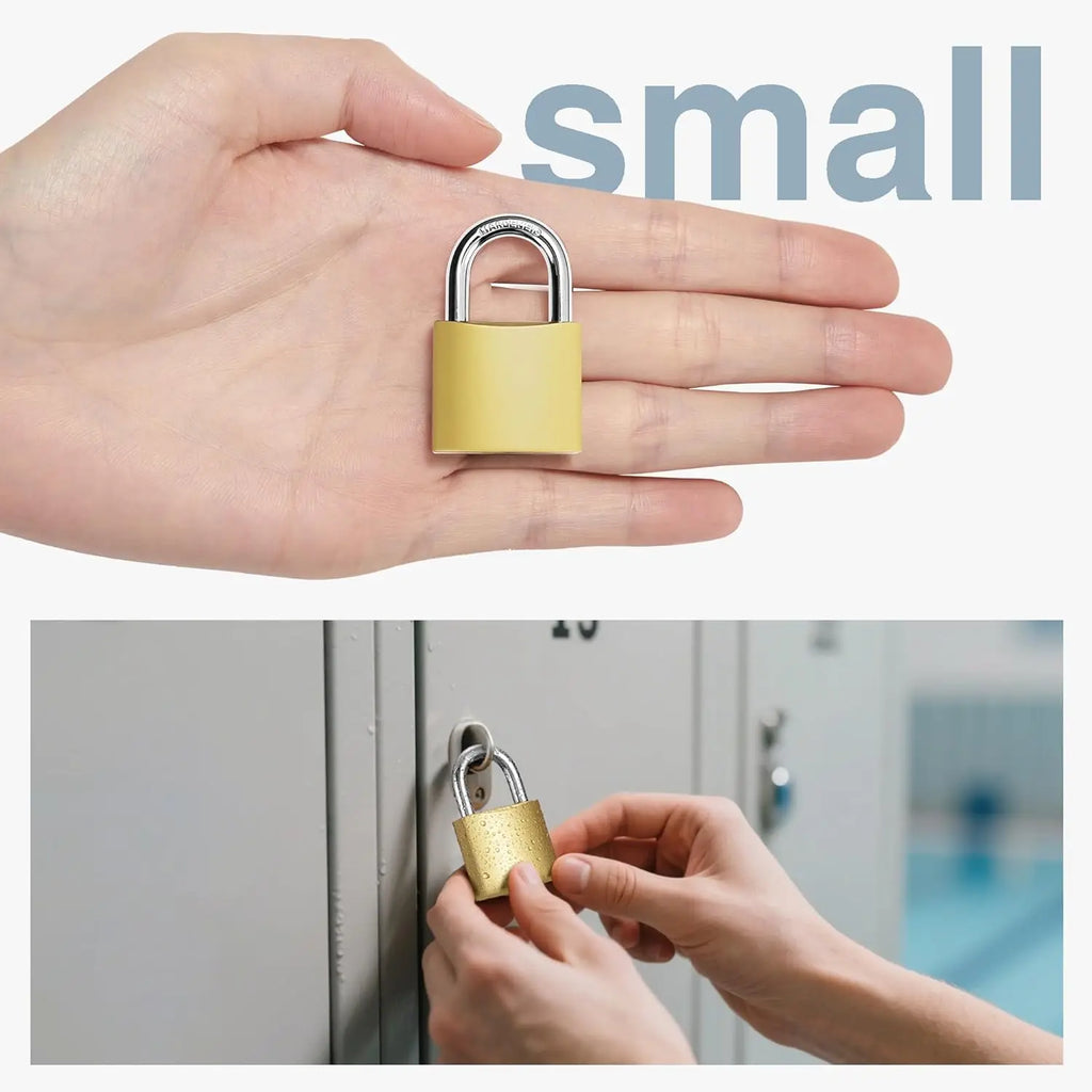 Golden Heavy-Duty Keyed Padlocks with Keys - 32mm Large Locks, Secure Locker Locks for Backpacks, Luggage, School Gym Lockers Oasis Select