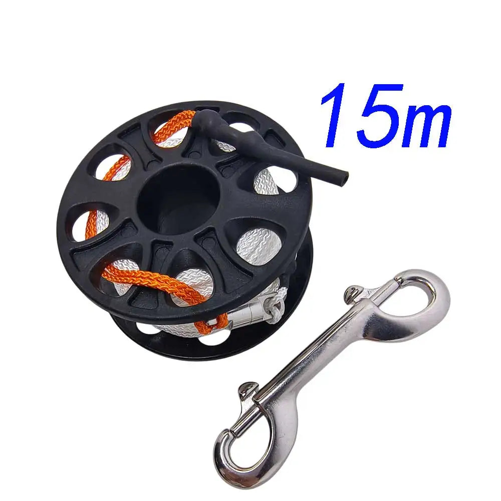 15m/20m Scuba Diving Finger Spool Reel with Dive Strong Line and 316 Stainless Steel Double Ended Hook Underwater Adventures Oasis Select 15M