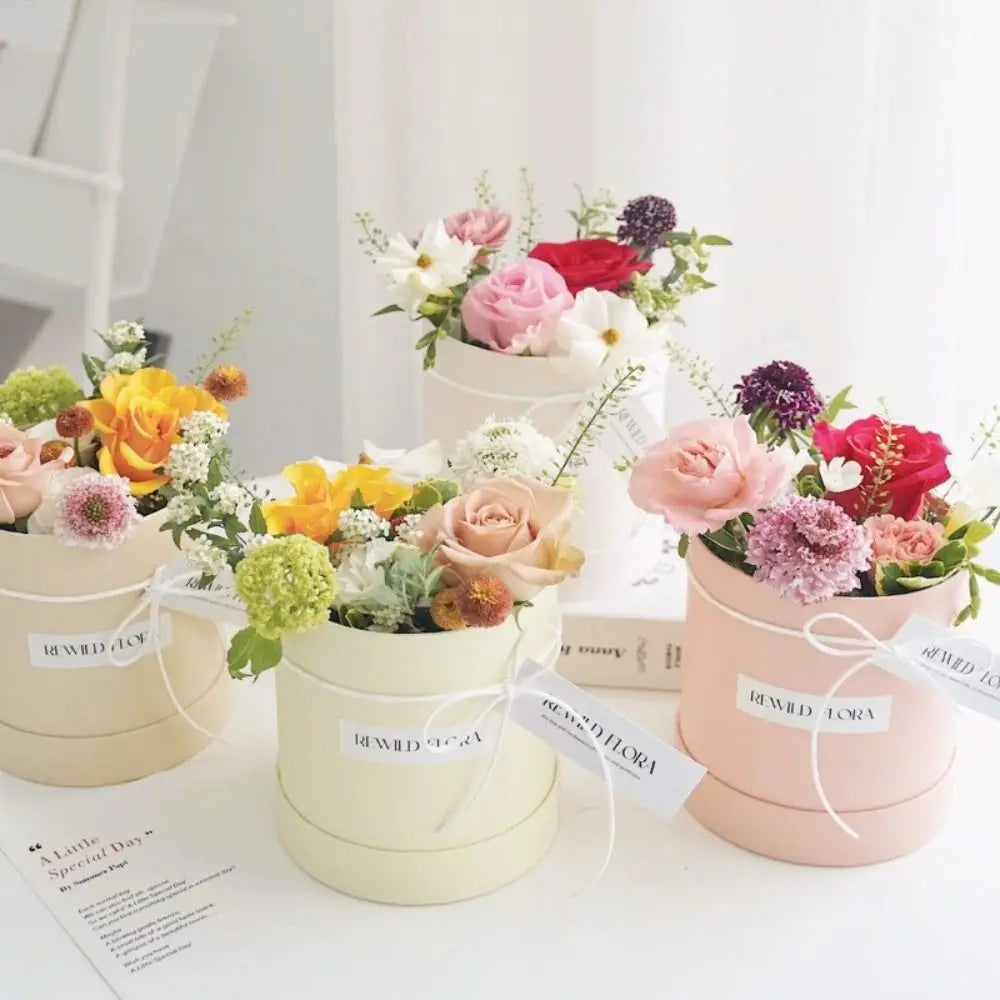 Round Flower Gift Box | Cardboard Packaging for Weddings & Parties
