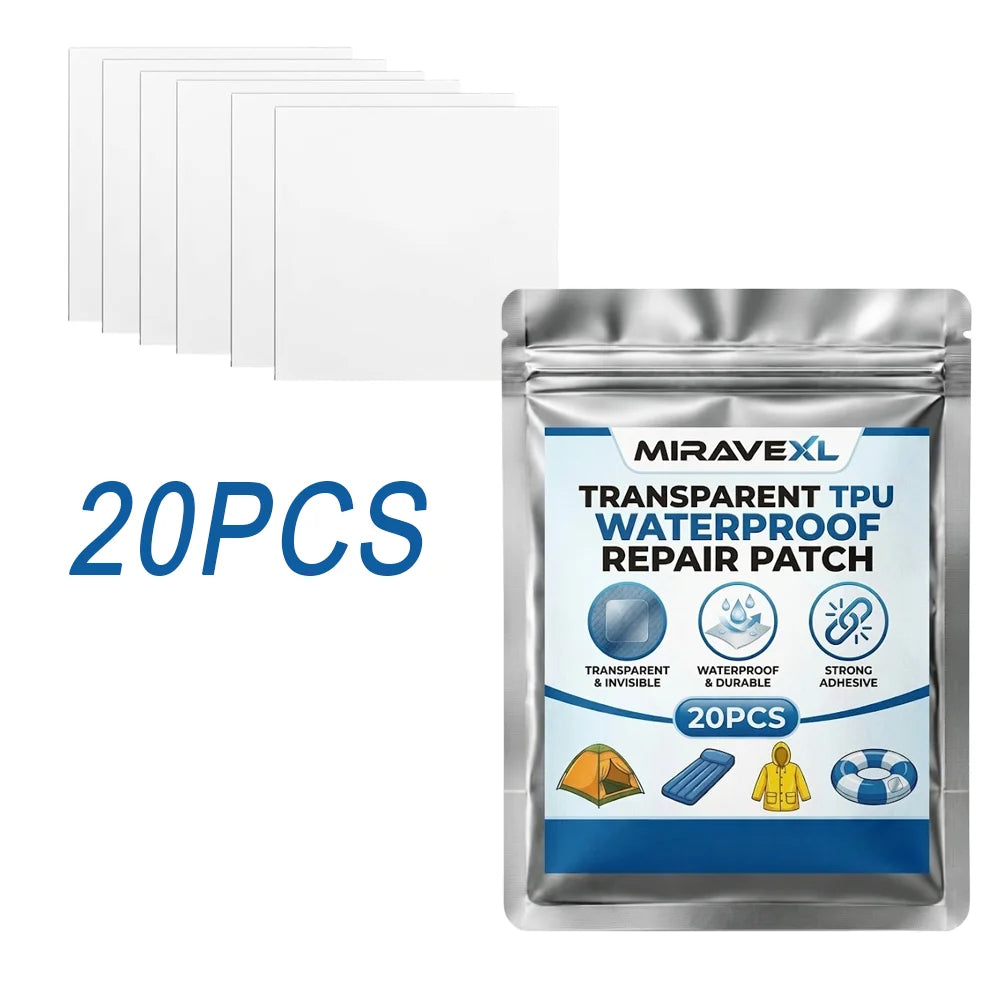 MIRAVEXL Transparent TPU Waterproof Repair Patch 10/20PCS Strong Adhesive Clear Tape forTent Inflatable Boat Raincoat Outdoor A Oasis Select 20PCS