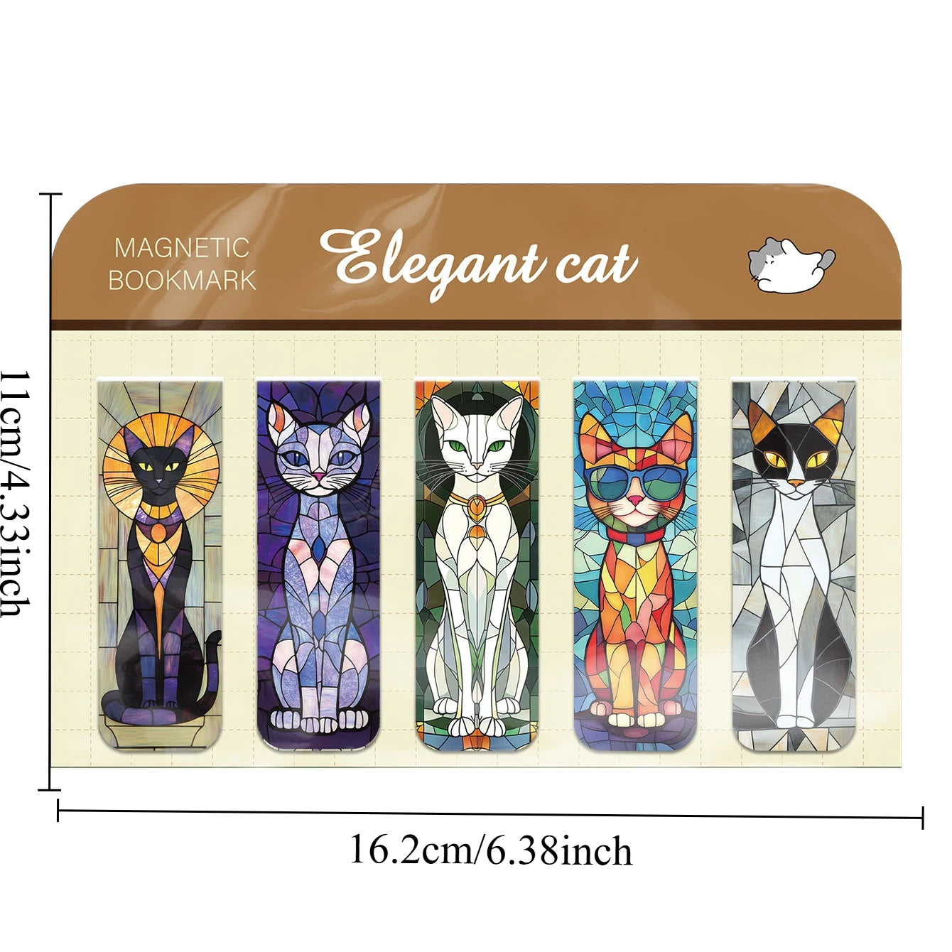 5pcs Cartoon Cat Magnetic Bookmarks Set Colorful Artistic Page Markers for Book Lovers Students & Reading Enthusiasts Oasis Select Elegant cat