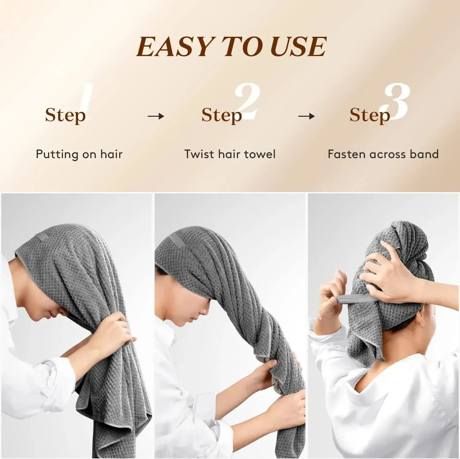 Extra Large Microfiber Hair Towel Wrap with Elastic Band Microfiber Hair Towel Oasis Select