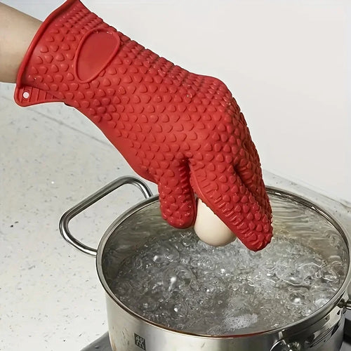 1 Pair Heat Resistant Kitchen Gloves, Non-Slip Waterproof Silicone Oven Mitts for Cooking Baking BBQ Dishwashing Oven Mitts Oasis Select