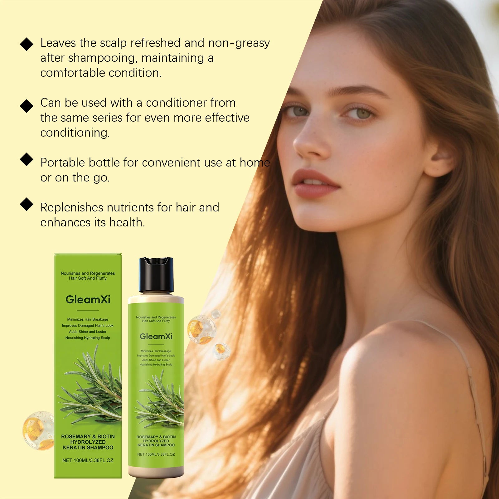 Rosemary Shampoo Hair Thickness Regrowth Soothing Scalp Anti Dandruff Oil Control Repair Split Ends Hair Refreshing Fluffy Hair Oasis Select