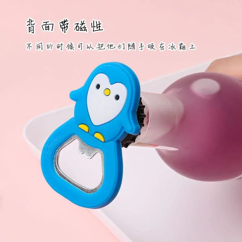 Cartoon Small Animal Bottle Opener Refrigerator Magnet Pvc Soft Glue 3D Creative Magnetic Cool kitchen Gadgets Oasis Select
