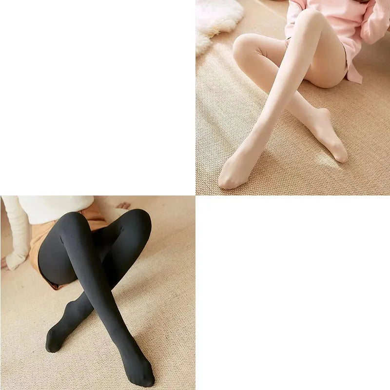1-3pcs Fleece Tights Woman Warm Winter Pantyhose Sexy Translucent Stockings Thermal Elasticity Panty Fashion Leggings Female Oasis Select skin-Black2-2pcs One Size