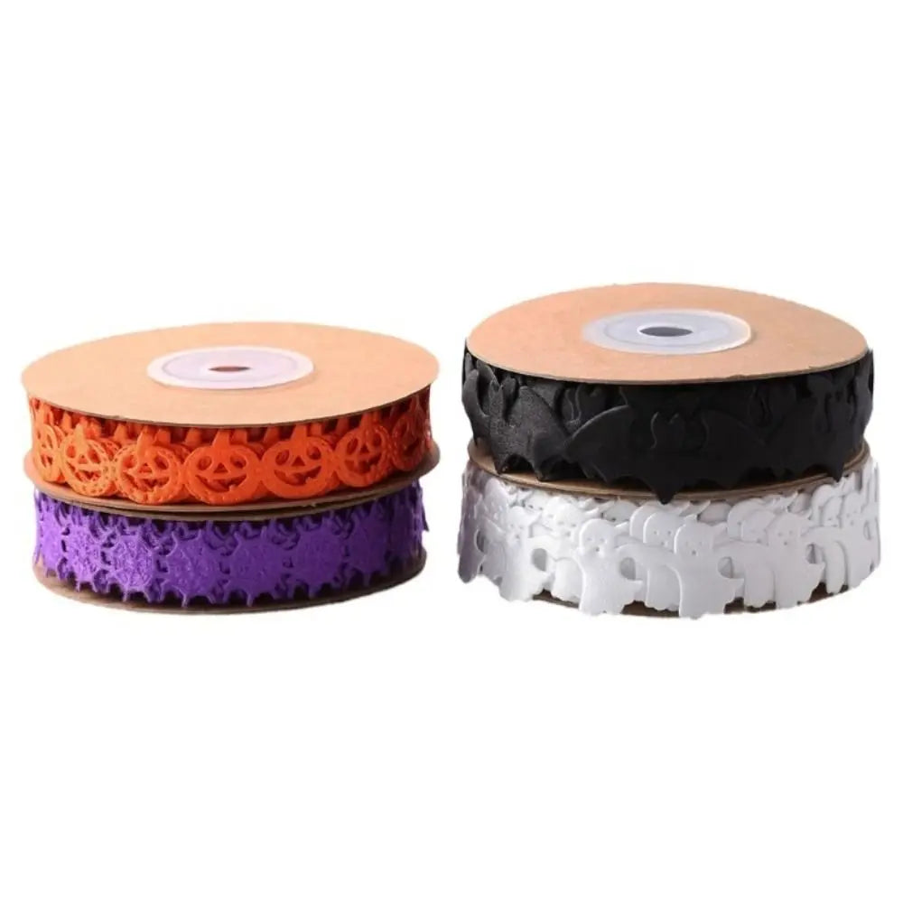 Embossed Design Halloween Ribbon 10m Length Handmade Pumpkin Ribbon DIY Ribbon Polyester Material Ghost Ribbon Gift Wrapping Oasis Select