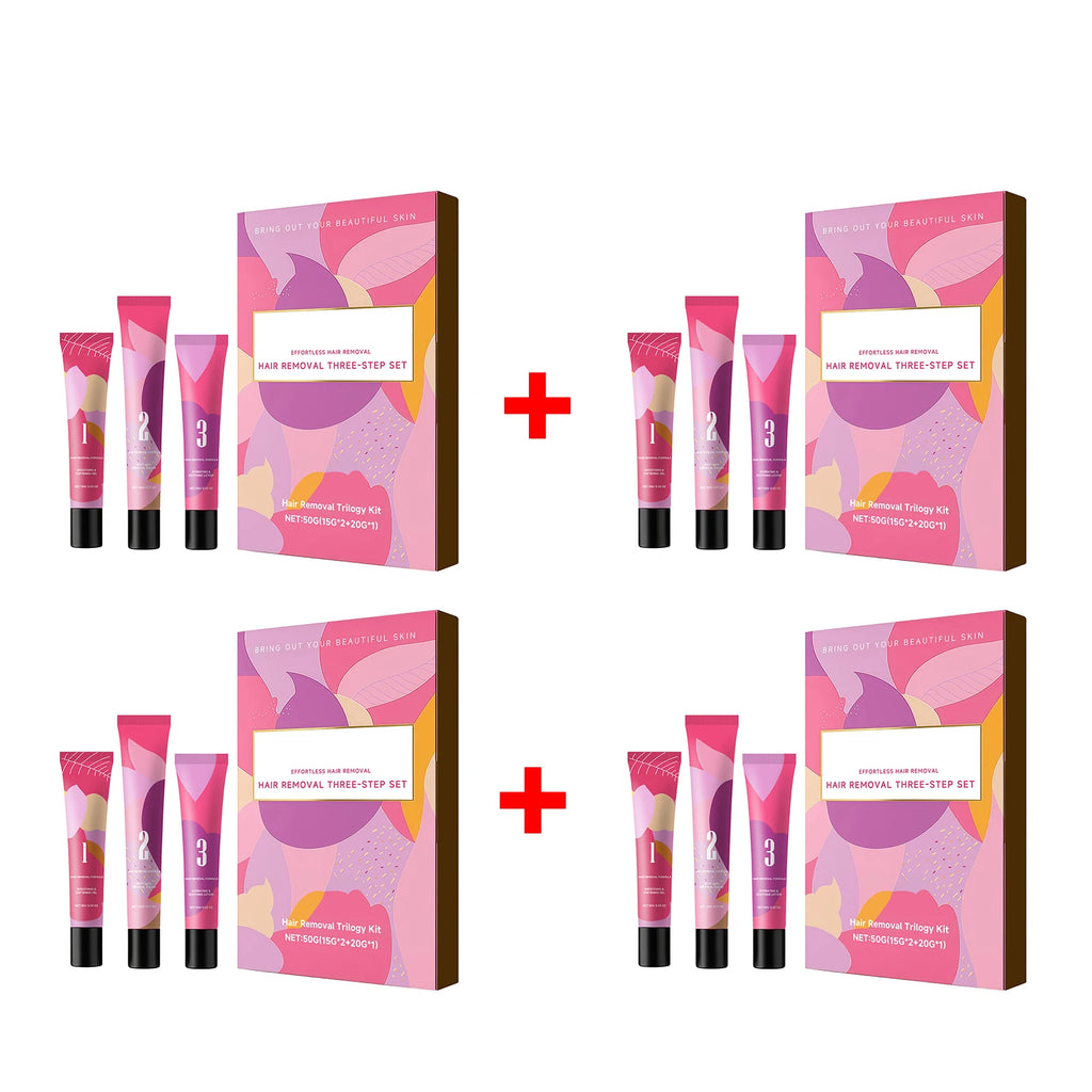 Facial Hair Removal 3-Step Set for Sensitive Skin Gentle Painless Depilatory Care Before and After Hair Removal Soothing Lotion Oasis Select 4 Set