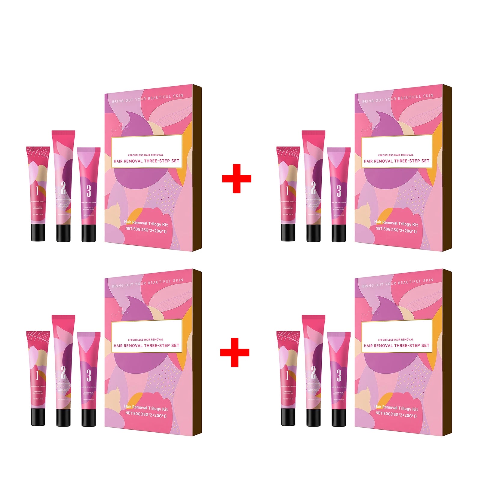 Facial Hair Removal 3-Step Set for Sensitive Skin Gentle Painless Depilatory Care Before and After Hair Removal Soothing Lotion Oasis Select 4 Set