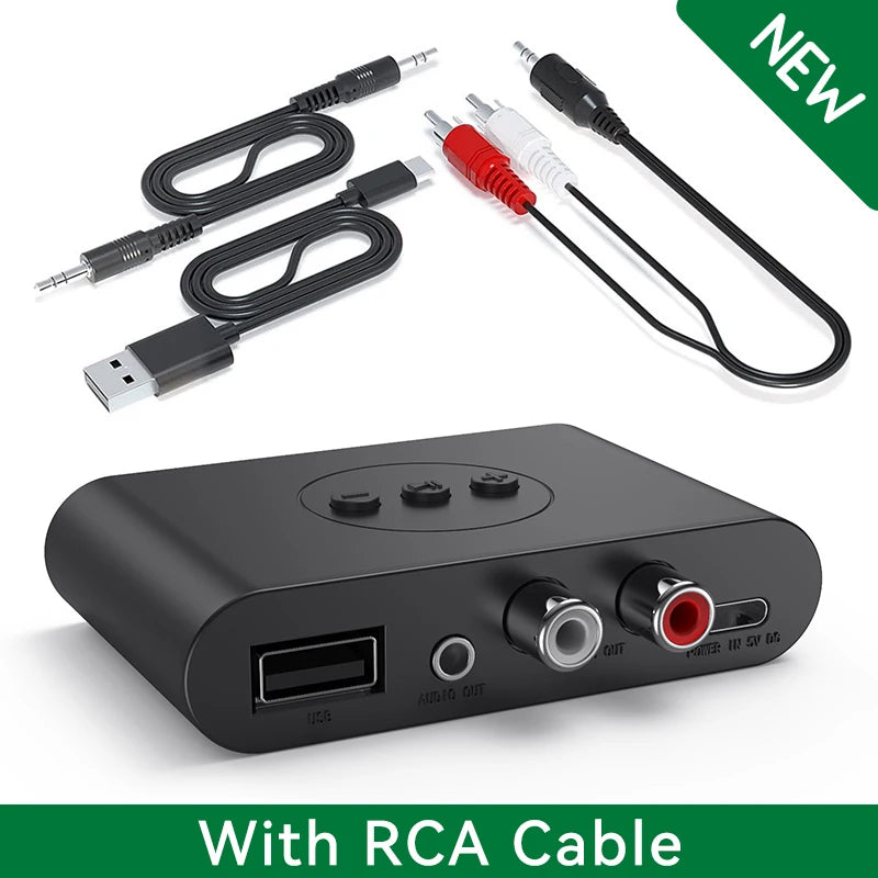 Bluetooth 5.2 Audio Receiver NFC U Disk RCA 3.5mm AUX USB Stereo Music Wireless Adapter With Mic For Car Kit Speaker Amplifier Oasis Select With RCA Cable