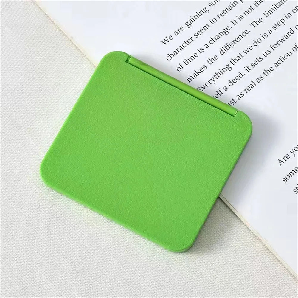 2-Face Makeup Mirror Square Portable Cute Girl'S Gift Hand Mini Mirror Pocket Double-Sided Makeup Mirror Compact Multiple Colors Oasis Select Green