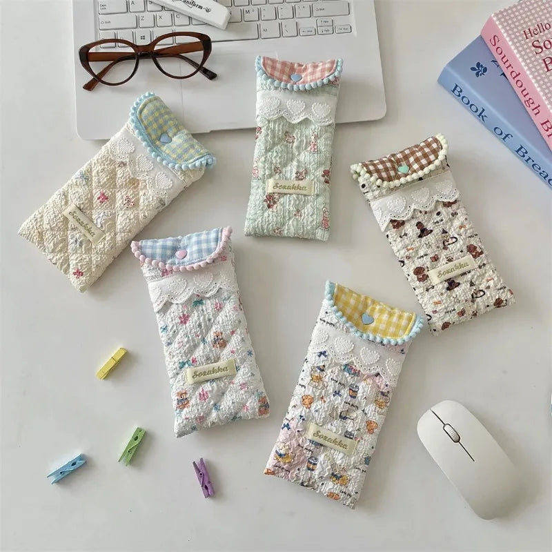 1pcs Cute Cartoon Glasses Case Soft Crush Proof Sunglasses Pouch Portable Eyewear Storage Bag for Girls Daily Use Oasis Select