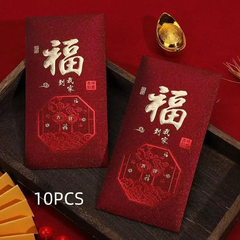10Pcs/Pack Chinese Red Envelope Snake New Year Spring Festival Matte Hot Gold Red Bag Money Envelopes Red Packet Gift Envelope Oasis Select A3