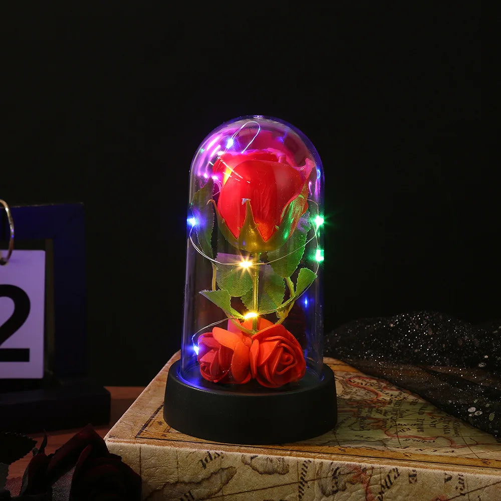 LED Rose Dome Ornament – Everlasting Artificial Flower Gift