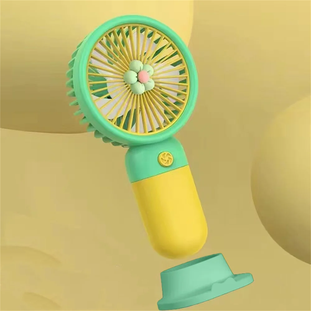 Handheld Small Fan Summer Mini USB Charging 1st Gear Fan with Lazy Stand Handheld Desktop Portable Silent Student 1PC Oasis Select khaki