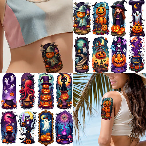 12-Pack Halloween Temporary Tattoo Stickers – Waterproof 3D Temporary Tattoo Stickers Oasis Select