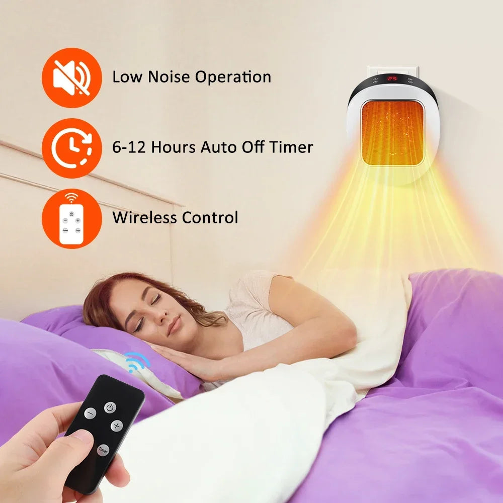 AFDEAL 600W Plug-In Wall Space Heater with Remote & LED Display