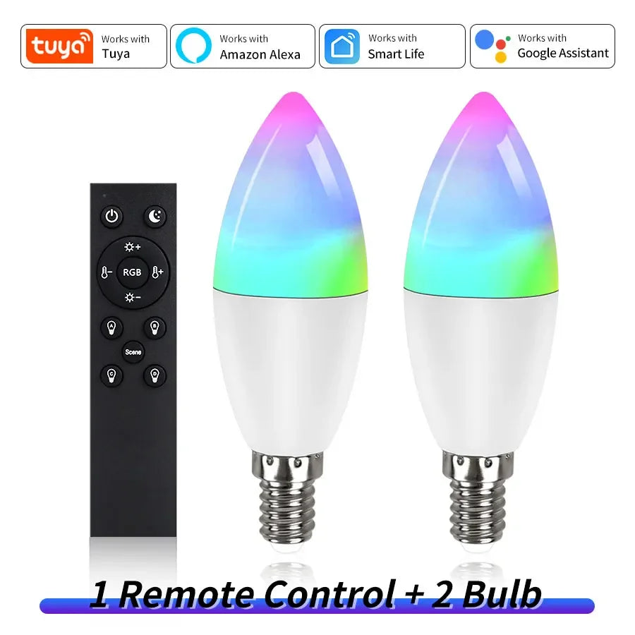 E14 WiFi Smart Candle Bulb 5W/7W/9W | Alexa & Google Home Smart LED Bulb Oasis Select 2 bulbs 1 remote 220V 9w