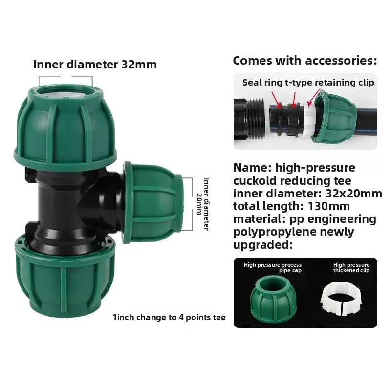 5pcs 20/25/32mm PE Tube Tap Water Splitter Plastic Quick Valve Connector Garden Agriculture Irrigation Water Pipe Fittings Oasis Select