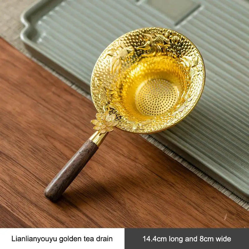 Stainless Steel Mesh Tea Strainer with Drip Tray | Lace Design
