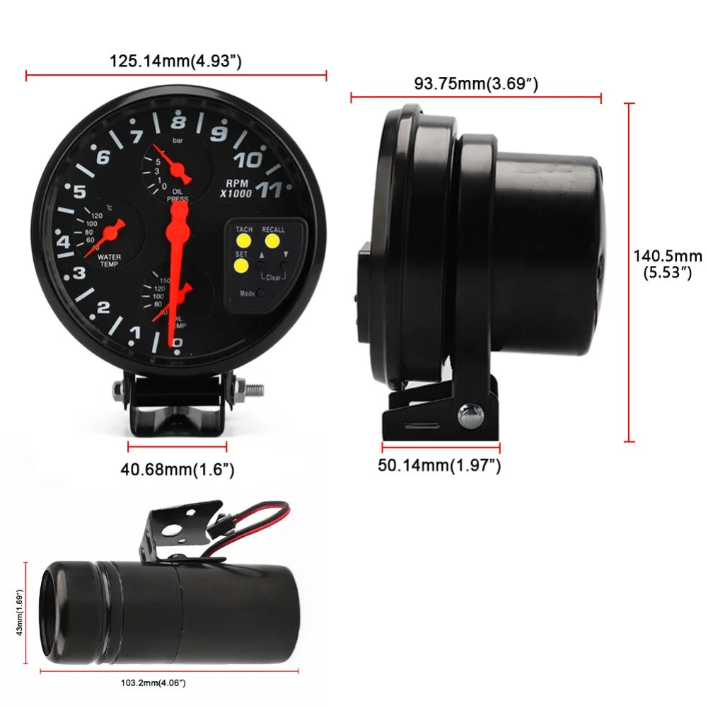 For 4 6 8 Cylinder Engines Car Tachometer For Racing Performance Car Health Management Gauge Water Temp 40 120 C Oasis Select