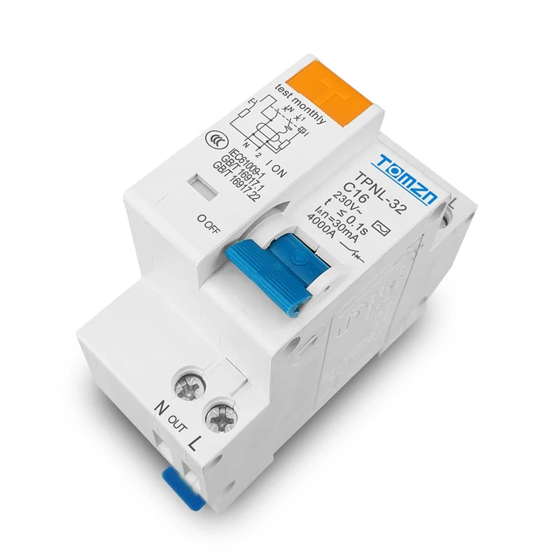 TOMZN TPNL DPNL 230V 1P+N Residual Current Circuit Breaker With Over And Short Current Protection RCBO MCB, TPNL Oasis Select