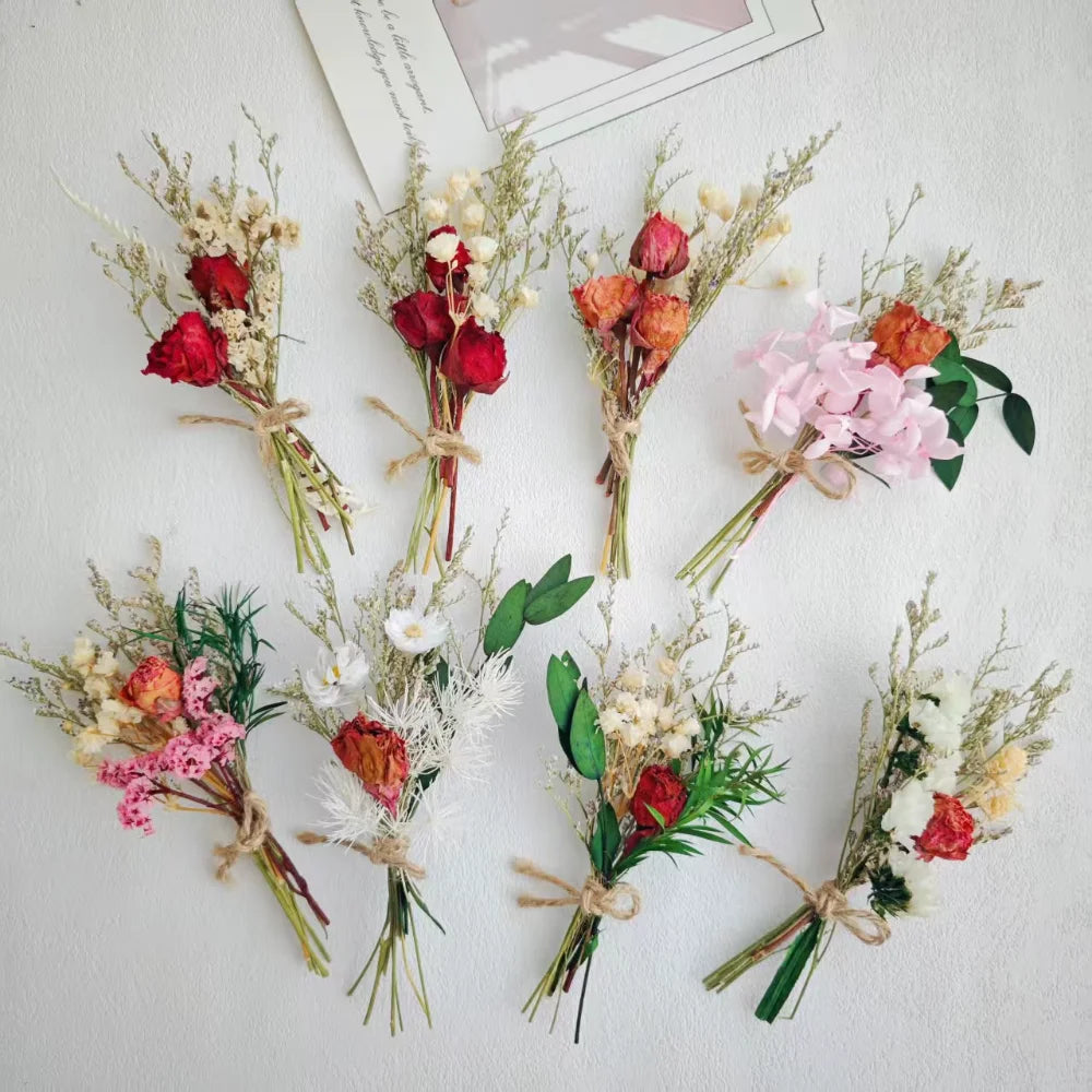 Dried Flower Mini Bouquet Bridal Bridesmaid Wedding Boutonniere Gift Box Decor DIY Material Kit Home Decor Oasis Select