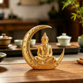 Moon Buddha Statue Home Meditating Buddha Figurine for Zen Garden Home Desktop Decor Spiritual Ornament YogaSpace Spiritual Gift Oasis Select Buddha Moon 2 9.5x9x3cm