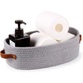 1pc Oval Woven Bathroom Storage Basket, Multifunctional Desktop Organizer, Toilet Paper Holder, Toy Storage Basket Oasis Select Grey