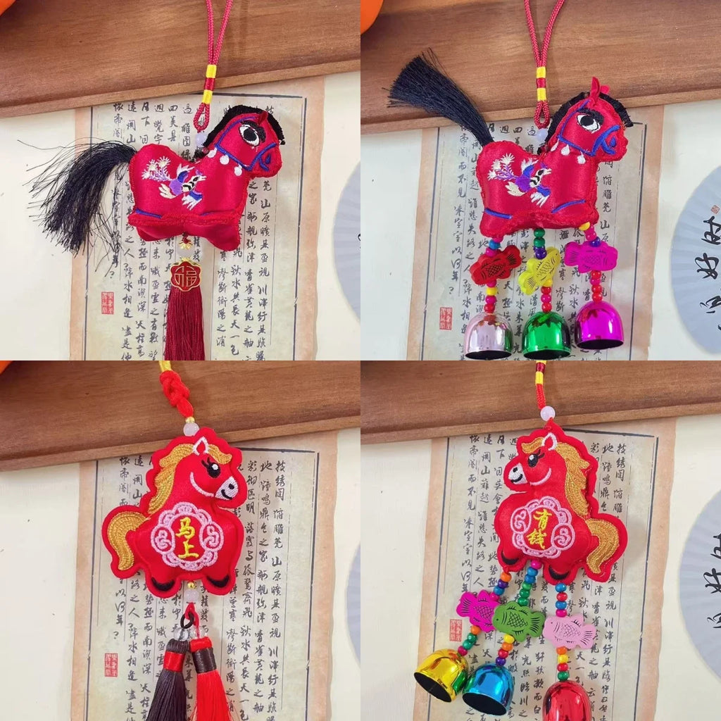 Elegant Chinese Zodiac Horse Pendant: Lucky Tassel Car Decoration, Ideal Gift and Home Ornament for Spring Festival Oasis Select