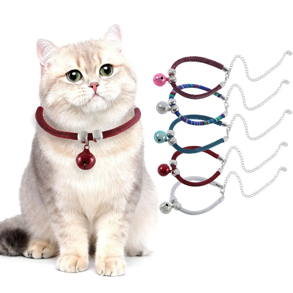 Adjustable Cat & Puppy Collar with Bell & Extension Chain