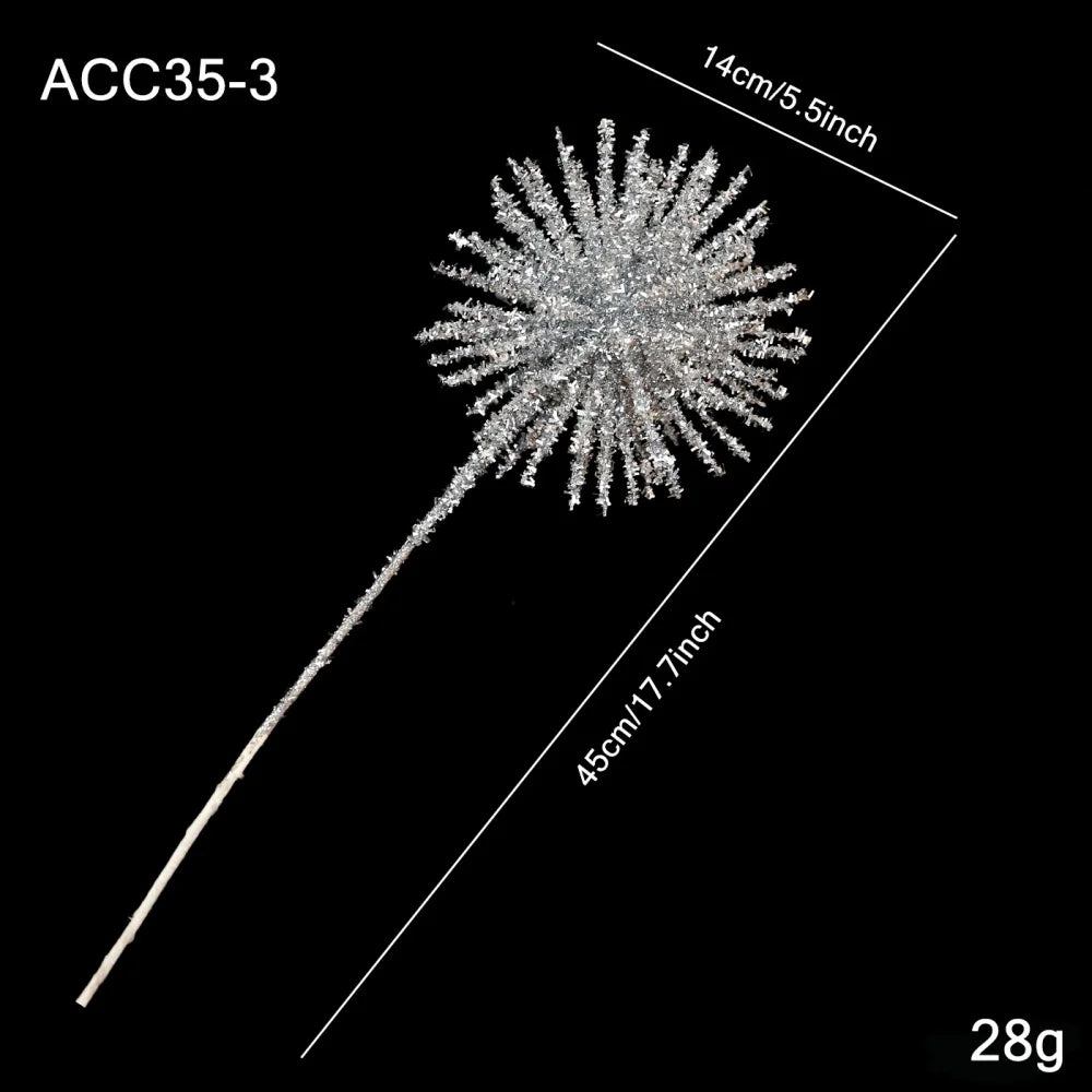 Artificial Glitter Gold Christmas Branch Ornaments Sequin Explosion Star Flower Arrangement Christmas Tree Decoration Oasis Select Silver