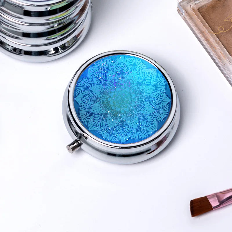 Circular Storage with 3 Compartments Single Compartment Metal Small Medicine Box Jewelry Box Foldable Portable Mini Medicine Box Oasis Select 536Y29
