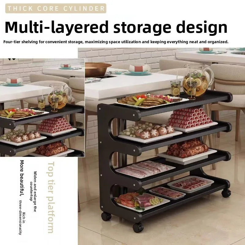 Household shelves Multifunctional kitchen preparation Multi-layer hot pot trolley Finishing shelves Storage racks Movable Oasis Select