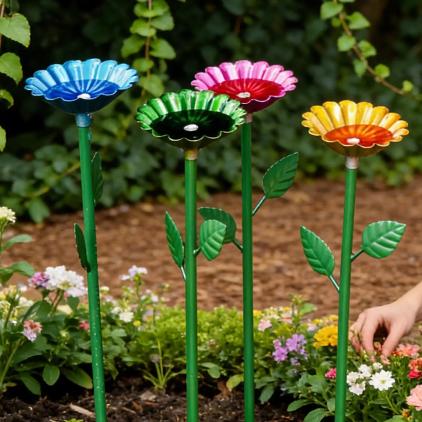 4Pcs Bee Water Feeder For Outdoor, Bird Feeder Freestanding Birdbath for Yard Patio Outdoors Garden Iron Pedestal Stake Oasis Select