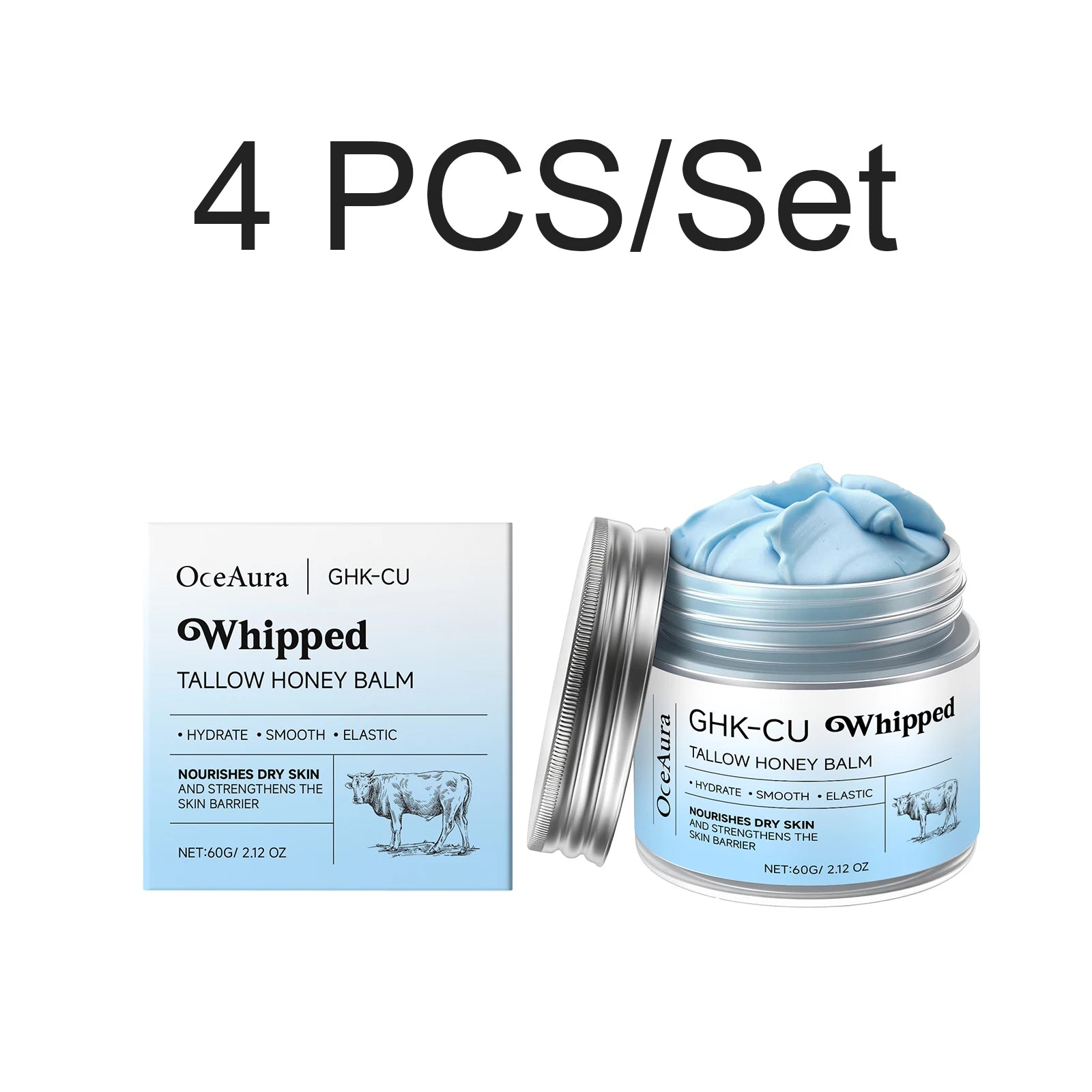 Copper Peptide Beef Tallow Balm Blue Balm Manuka Honey Face&Body Moisturizer Anti Dry Sensitive Skin GHK-Cu Repair Healing 60g Oasis Select 4 PCS