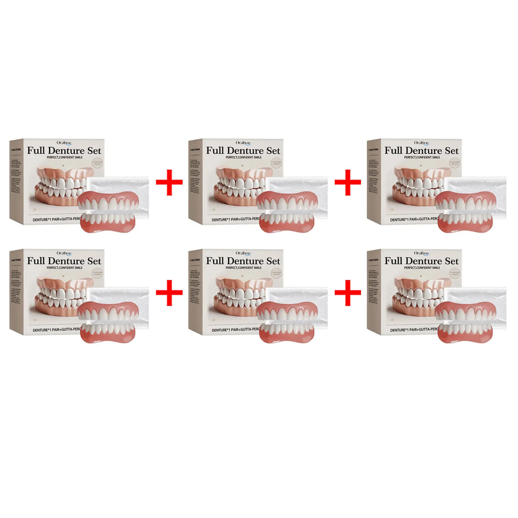 Oralhoe Adjustable Fake Teeth Veneer Kit – Upper & Lower Dentures Cosmetic Denture Kit Oasis Select 6sets boxed
