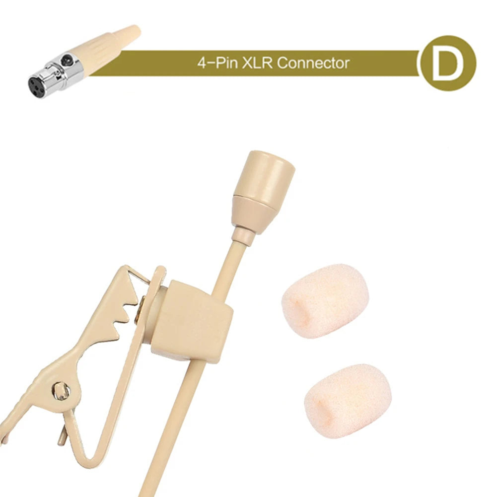 1PCS Beige Lavalier Lapel Clip Microphone 3.5mm 3-Pin 4-Pin XLR For Shure Wireless Mouthpiece Instrument Audio Microphone Oasis Select D