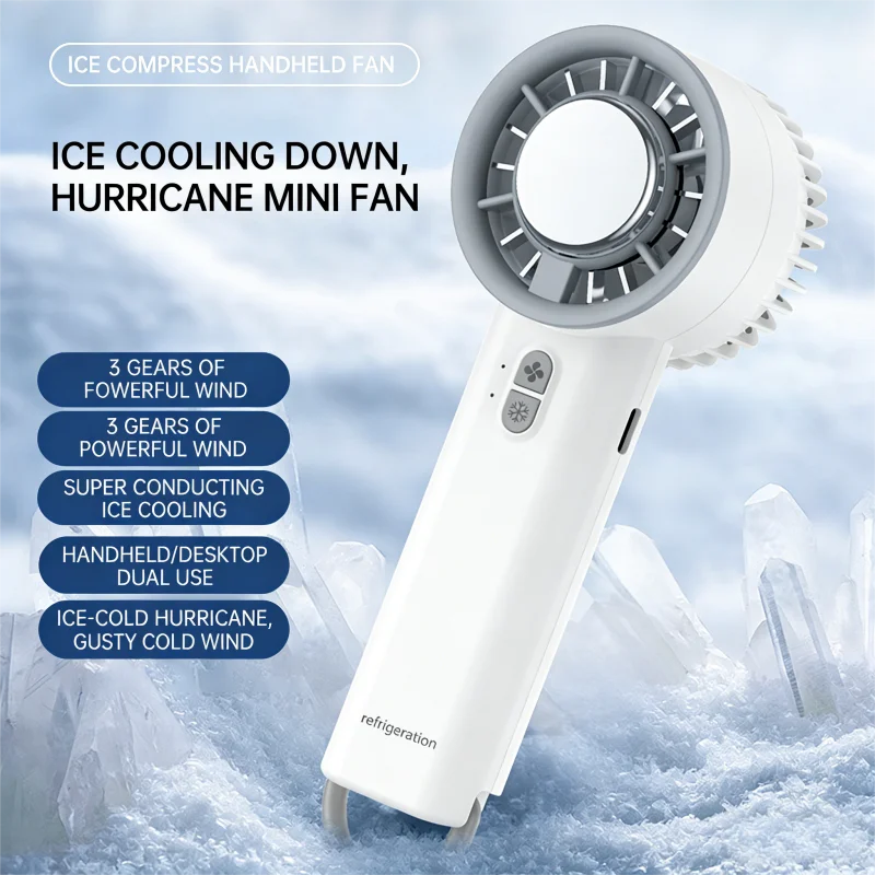 New Handheld Mini Fan Portable Semiconductor Ice Cooling Fan Mini Portable Handheld Cooling Fan For Home Office Travel Oasis Select White