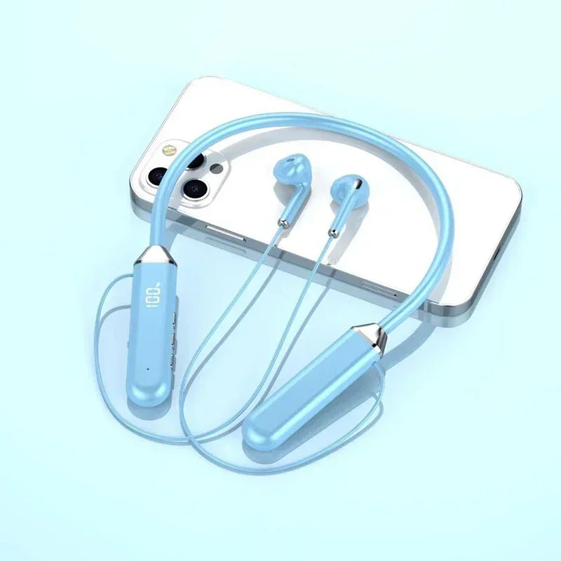 Wireless Neckband Bluetooth Earphones High Sound Quality Stereo Battery Display HD Voice Call Sports Headphones New Product 2025 Oasis Select blue