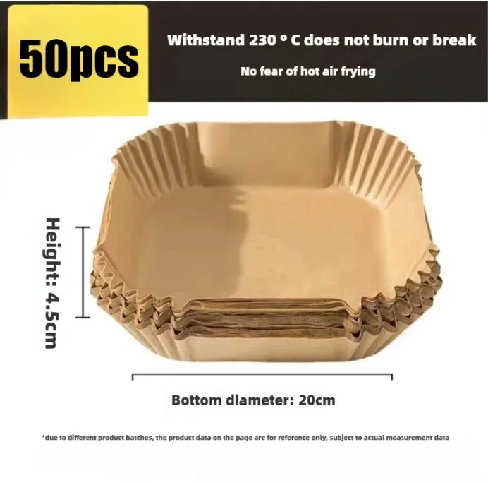Air Fryer Liner Fryer Air Accessories Aerogrill Parchment Disposable Liner Non-Stick Parchment Baking Oven Paper Accessories Oasis Select 50pcs-Square