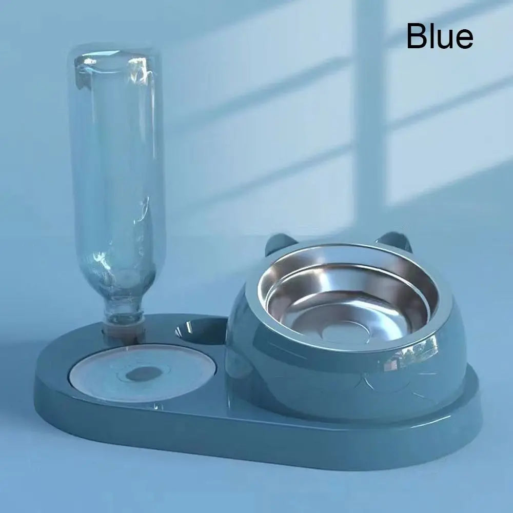 2-in-1 Cat Food & Water Bowl | Auto Refill Dry Wet Separation