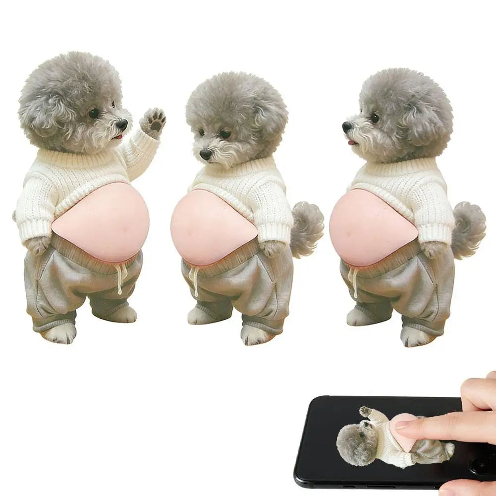 Shiba Inu Teddy Dog Belly Stickers Cute Puppy Wearing Outfit Silicone Self-Adhesive Stress Relief For Home Decor & Phone Oasis Select Green