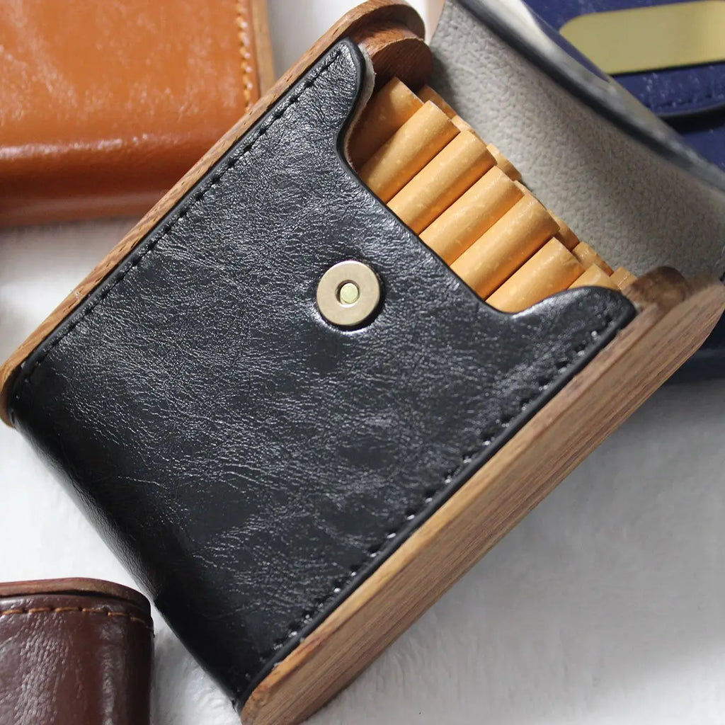 Creative Retro Leather Men's Cigarette Case Moisture Resistance Simple Short Protective Case Smoking Accessories Oasis Select