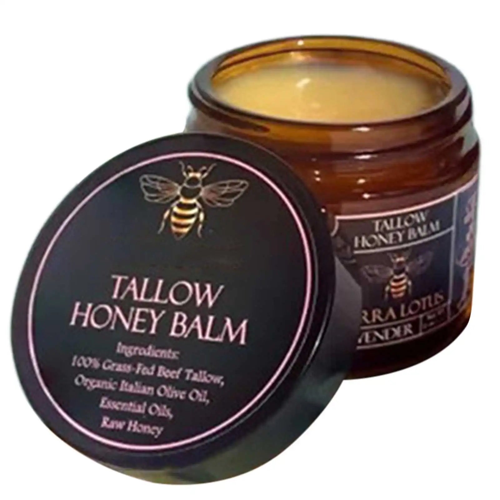 Organic Grass Fed Beef Tallow Balm With Raw Honey Moisturizing Cream For Soft Smooth Skin Handmade All-Natural Moisturizer Skin Oasis Select Lavender 57g