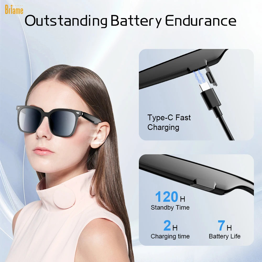 Briame Bluetooth Glasses Earphones Wireless Headphones Built-in Microphone for Sports And Driving Running Glasses Headset Game Oasis Select