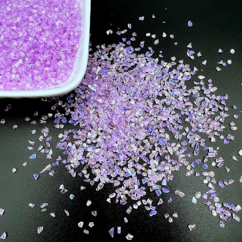 20g Glass Crushed Stone Irregularity Crystal Gravel Filling For DIY Epoxy Resin Mold Filler Crafts Decorative Nail Art Filler Oasis Select Light Purple 20g