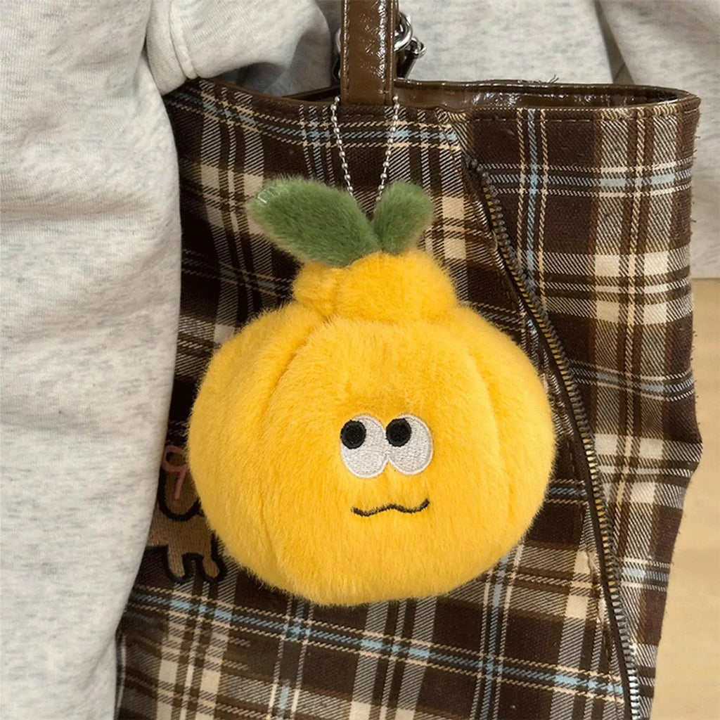 Creative Peeled Orange Plush Keychain Fruit Stuffed Doll Cartoon Orange Keychain With Worm Bag Pendant Plush Keychain Oasis Select