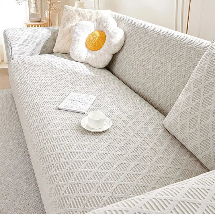 New Fleece Sofa Cover Full Package Universal Cover All-season Anti-cat Scratch and Anti-slip Sofa Protection Cover Oasis Select 5 people 305-360cm Light gray