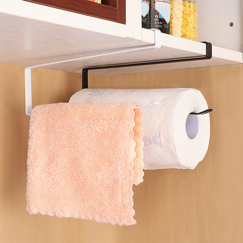 1pc hanging toilet paper holder black/white household storage rack roll paper holder towel rack kitchen bracket Oasis Select
